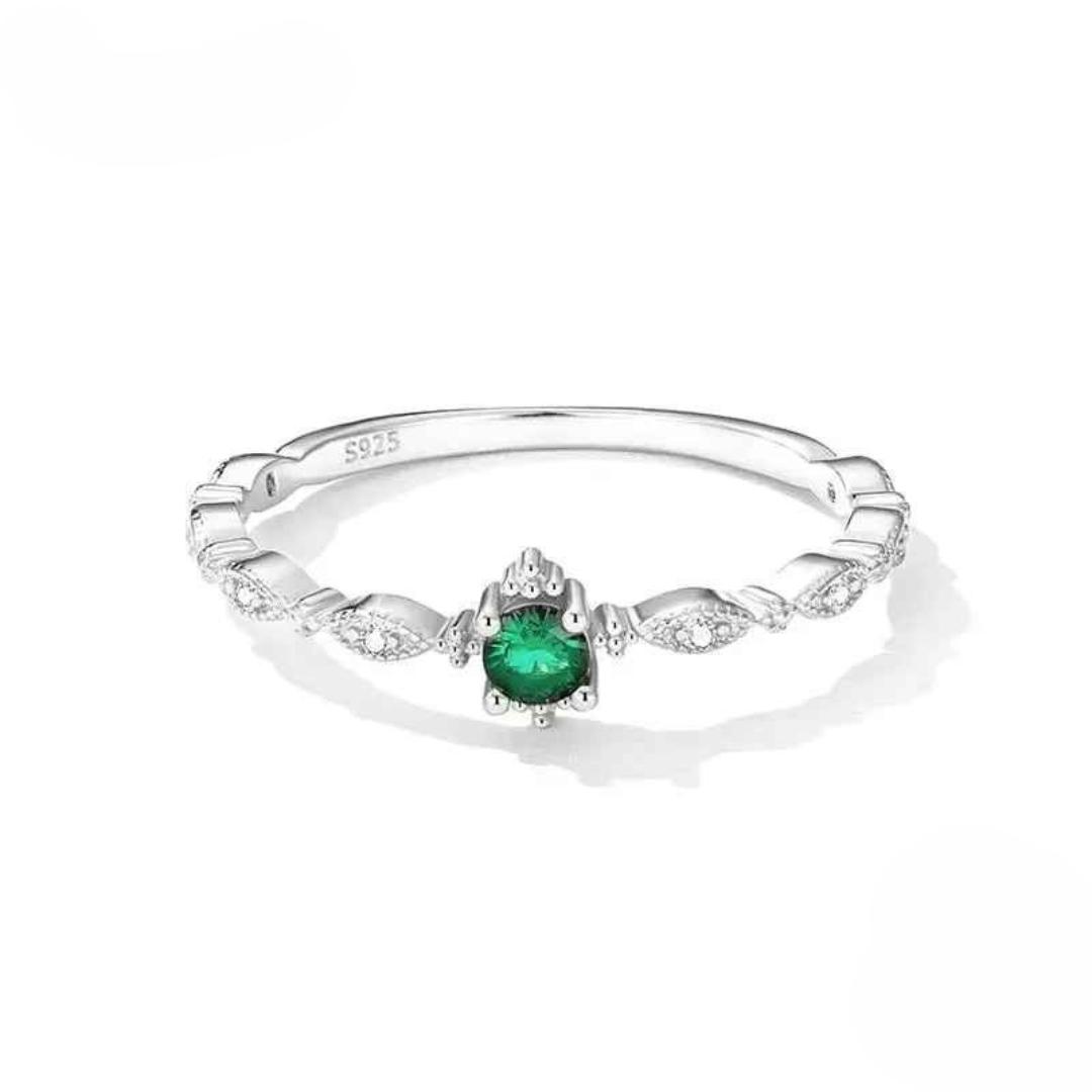 Anel Zircônia Verde Prata 925