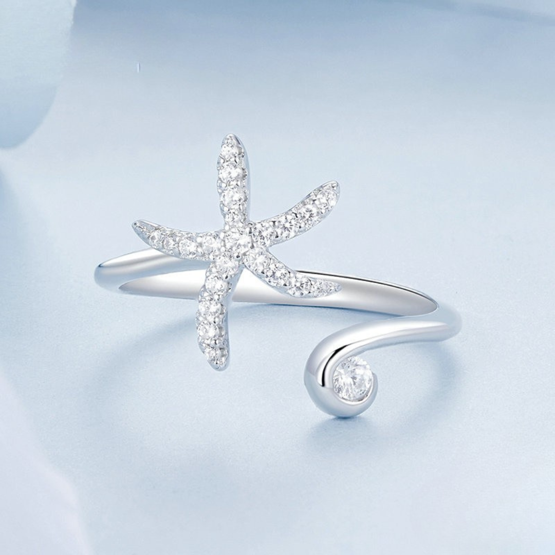 Anel Estrela do Mar em prata 925