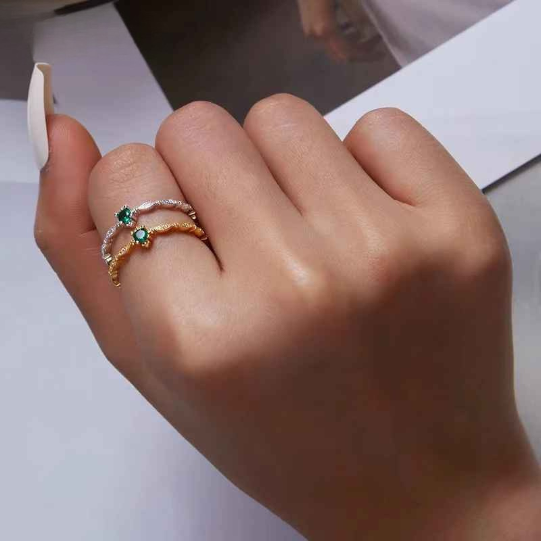 Anel Zircônia Verde Prata 925