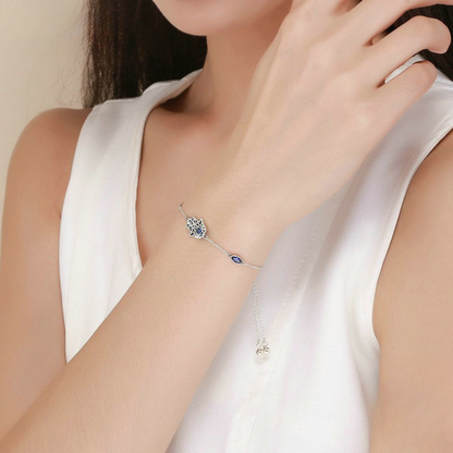 Pulseira Hamsa Azul Prata 925