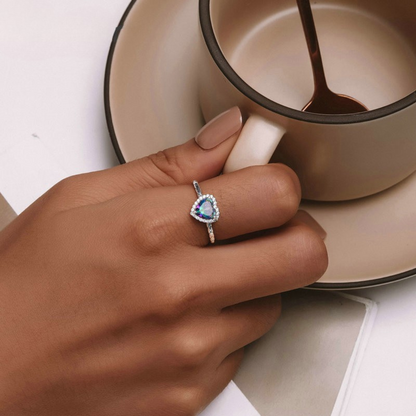 Anel Coração Multicolor Prata 925