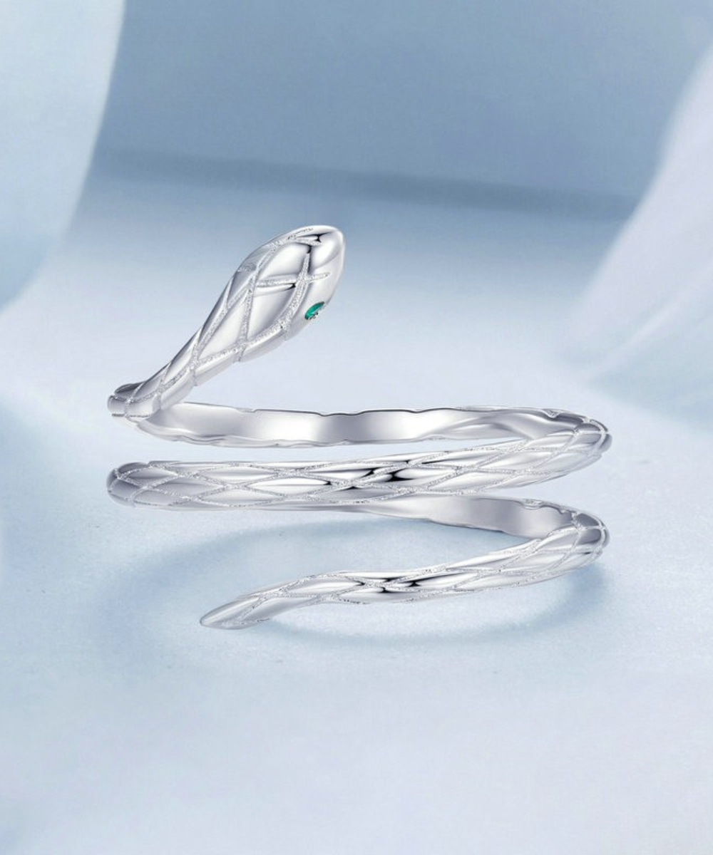 Anel Serpente Celeste Prata 925