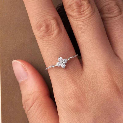 Anel Corrente Trevo de Quatro Folhas Prata 925