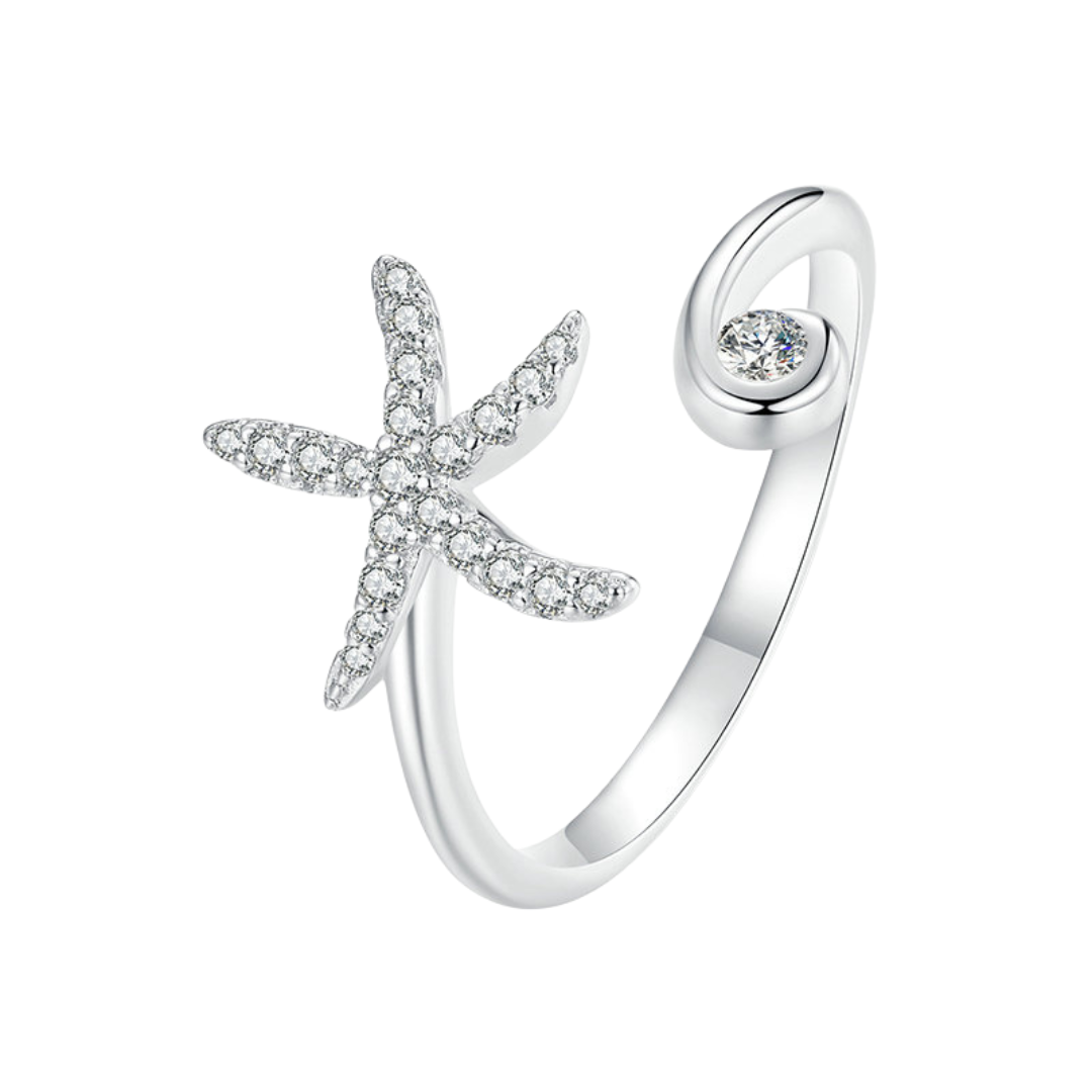 Anel Estrela do Mar em prata 925