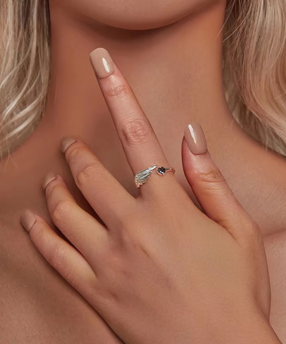 Anel Asa e  Coração Prata 925