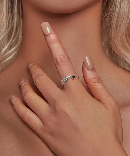 Anel Asa e  Coração Prata 925