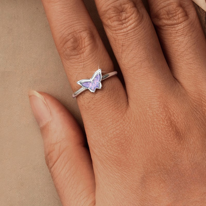 Anel Borboleta Lilás – Prata 925