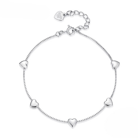 Pulseira Corações Delicados Prata 925