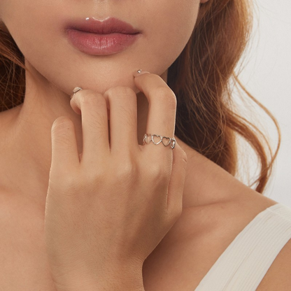 Anel Corações Vazados – Prata 925