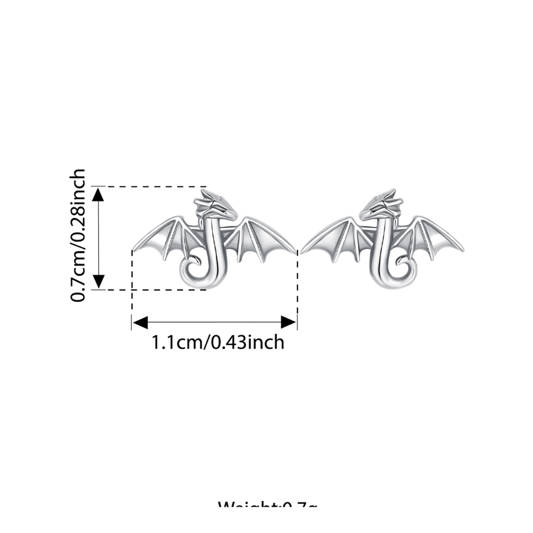 Brinco Mini Dragão Retro Oxidado em prata 925