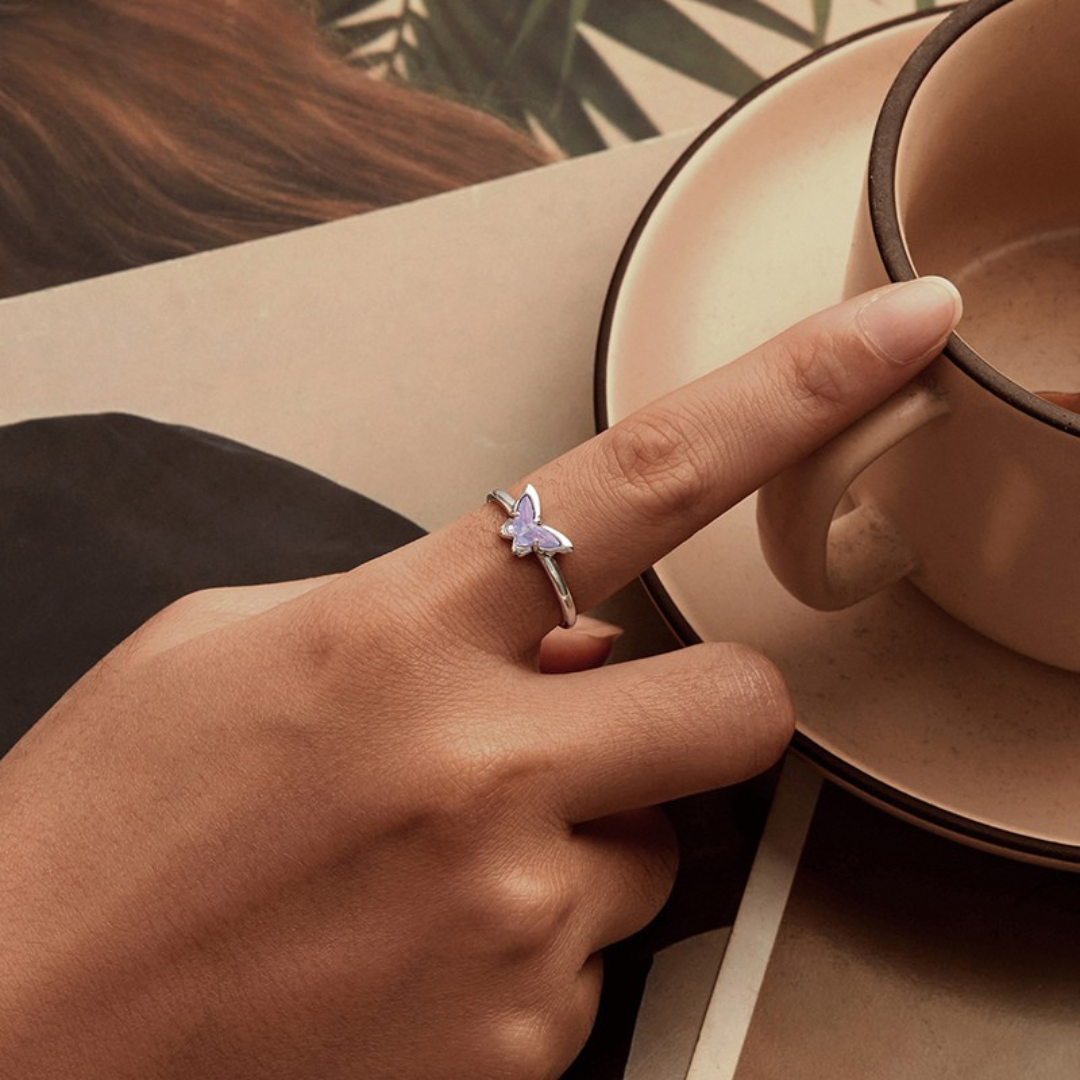Anel Borboleta Lilás – Prata 925