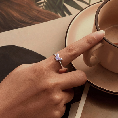 Anel Borboleta Lilás – Prata 925