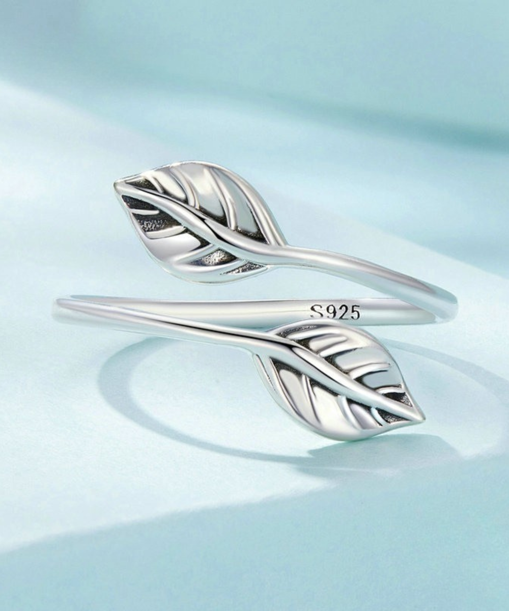 Anel Feminino Folhas Prata 925