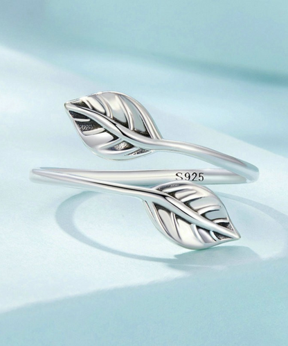 Anel Feminino Folhas Prata 925