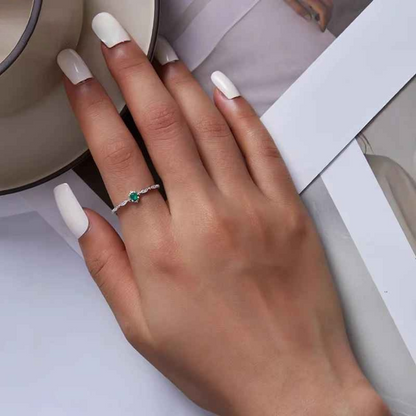 Anel Zircônia Verde Prata 925