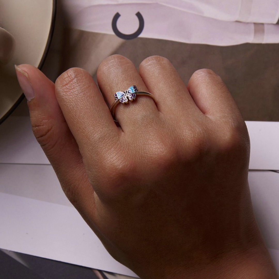 Anel Borboleta Vintage em prata 925