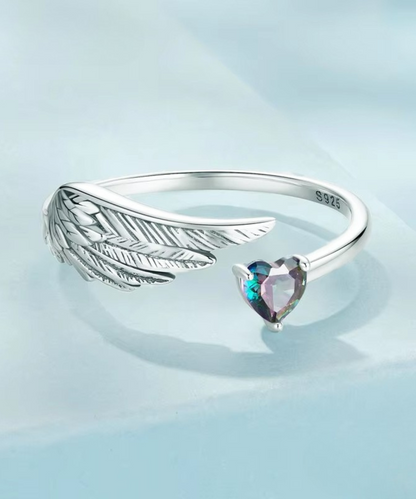Anel Asa e  Coração Prata 925
