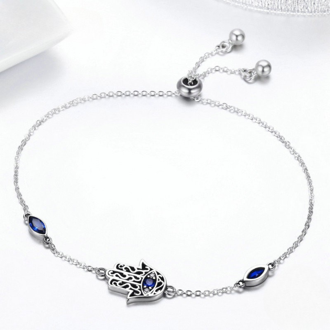Pulseira Hamsa Azul Prata 925