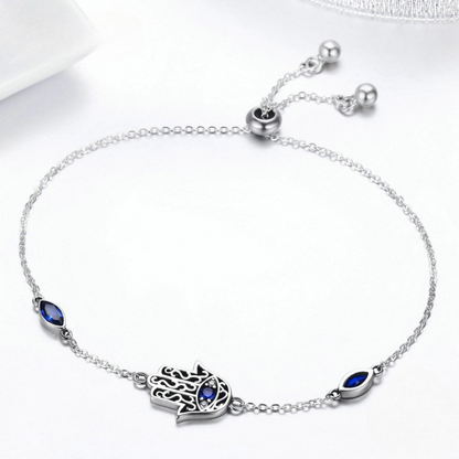 Pulseira Hamsa Azul Prata 925
