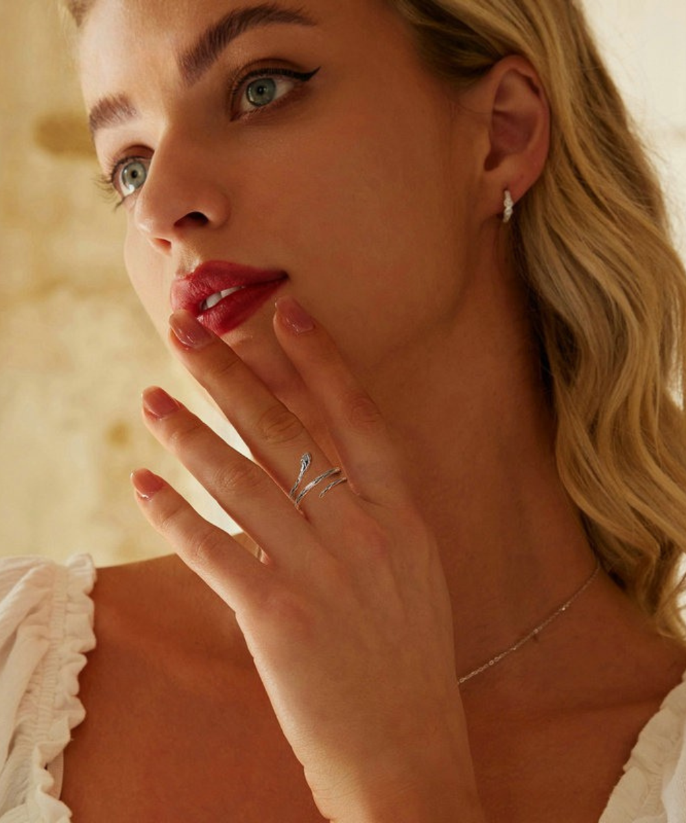 Anel Serpente Celeste Prata 925