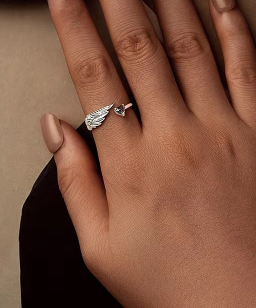 Anel Asa e  Coração Prata 925