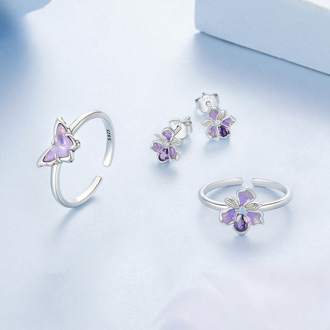 Anel Borboleta Lilás – Prata 925
