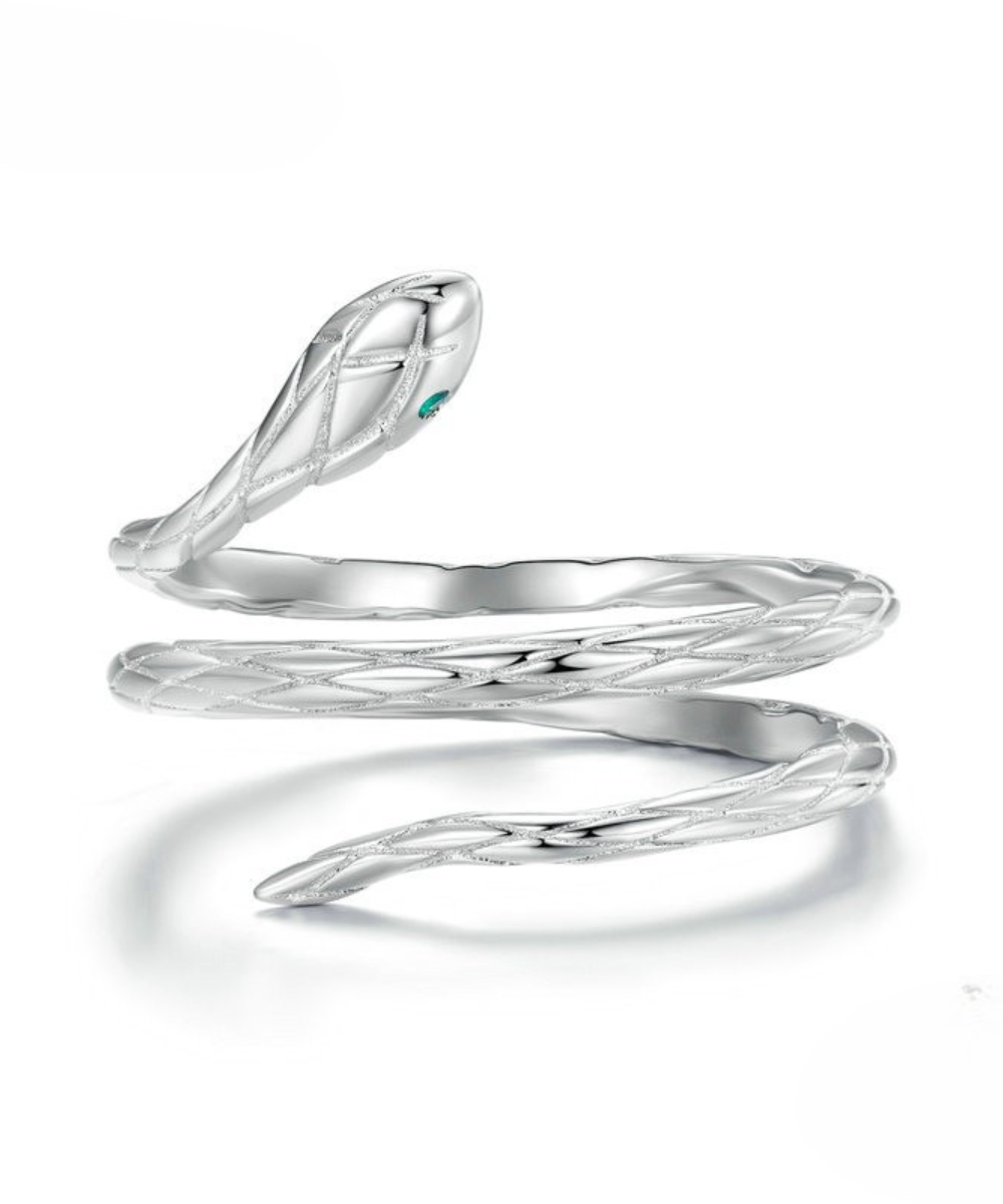 Anel Serpente Celeste Prata 925