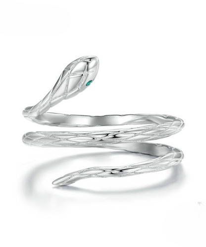 Anel Serpente Celeste Prata 925