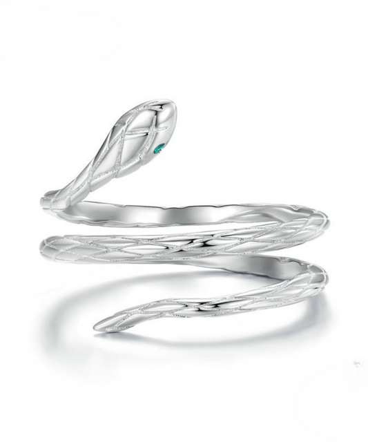 Anel Serpente Celeste Prata 925