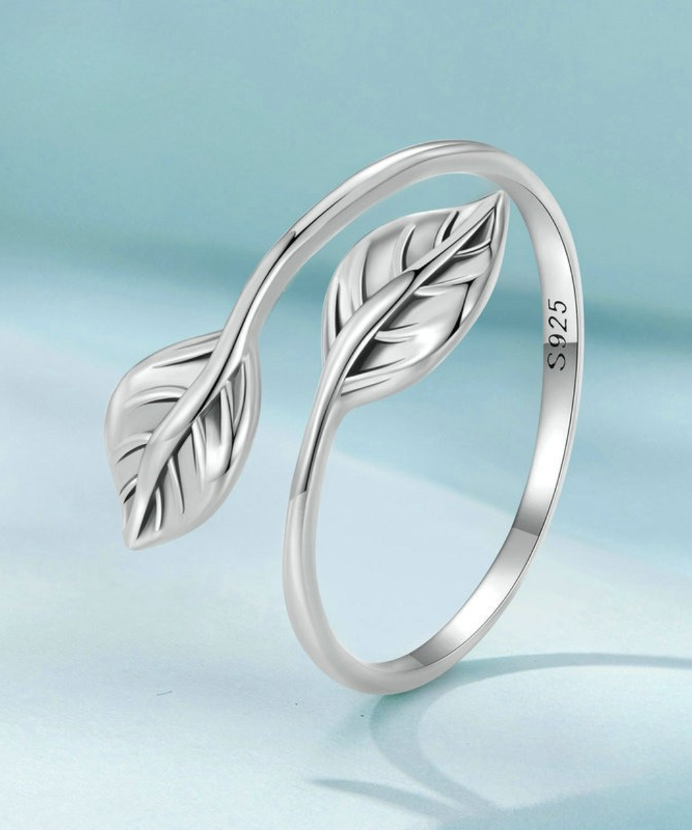 Anel Feminino Folhas Prata 925