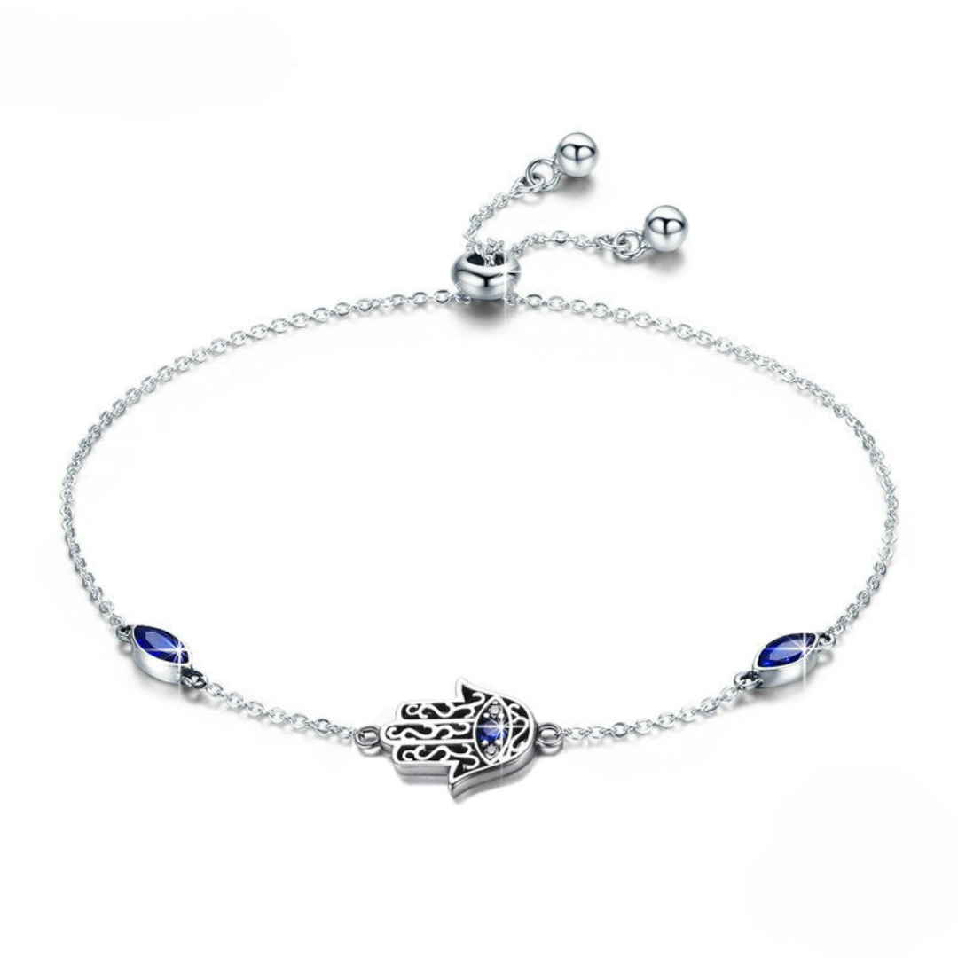 Pulseira Hamsa Azul Prata 925
