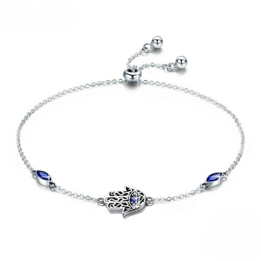 Pulseira Hamsa Azul Prata 925