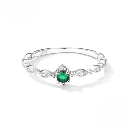 Anel Zircônia Verde Prata 925