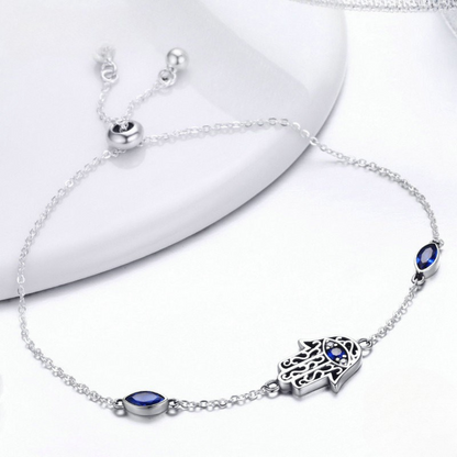 Pulseira Hamsa Azul Prata 925