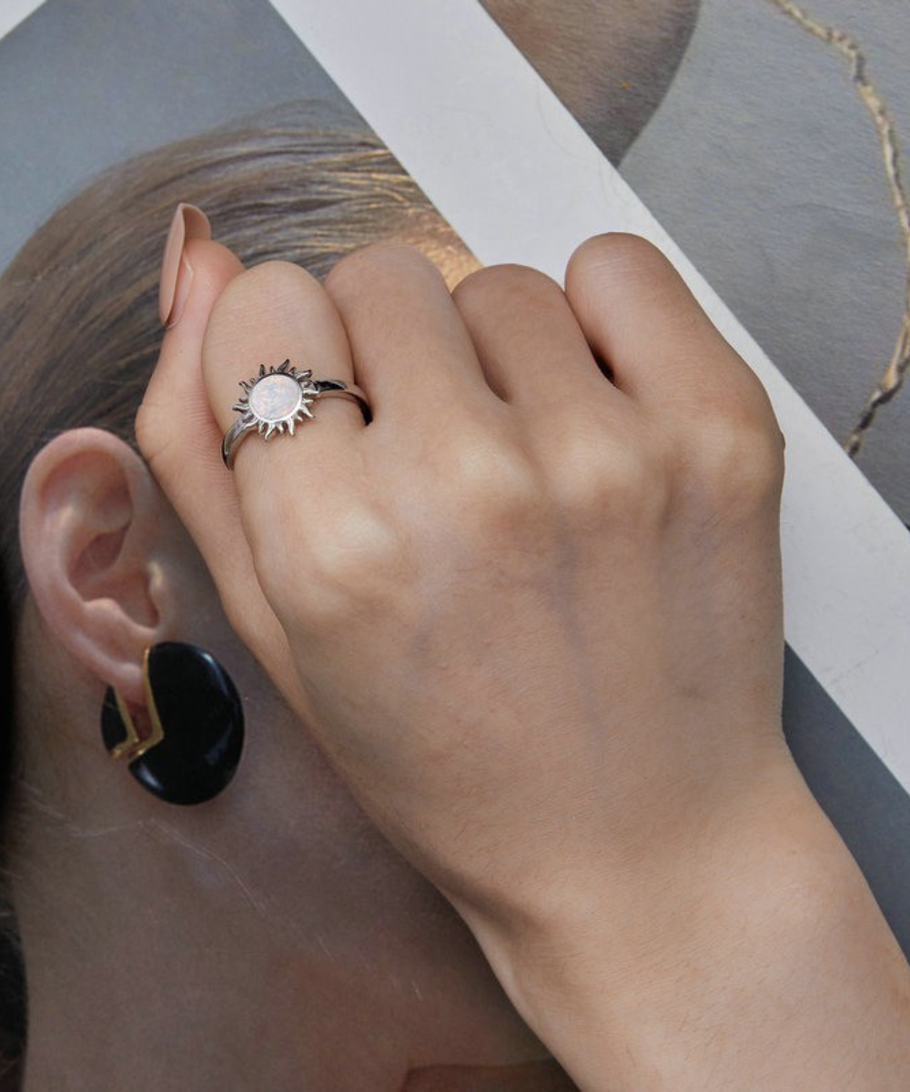 Anel Sol de Opala Prata 925