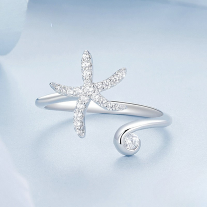 Anel Estrela do Mar em prata 925