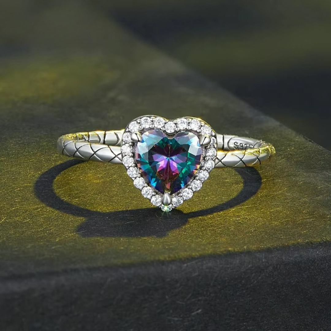 Anel Coração Multicolor Prata 925