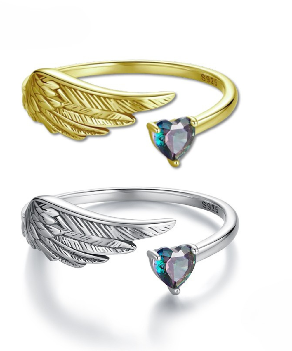 Anel Asa e  Coração Prata 925
