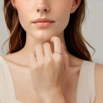 Anel Corrente Trevo de Quatro Folhas Prata 925