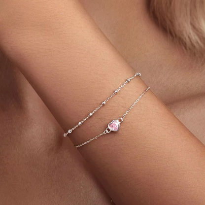 Pulseira Coração Rosé Prata 925