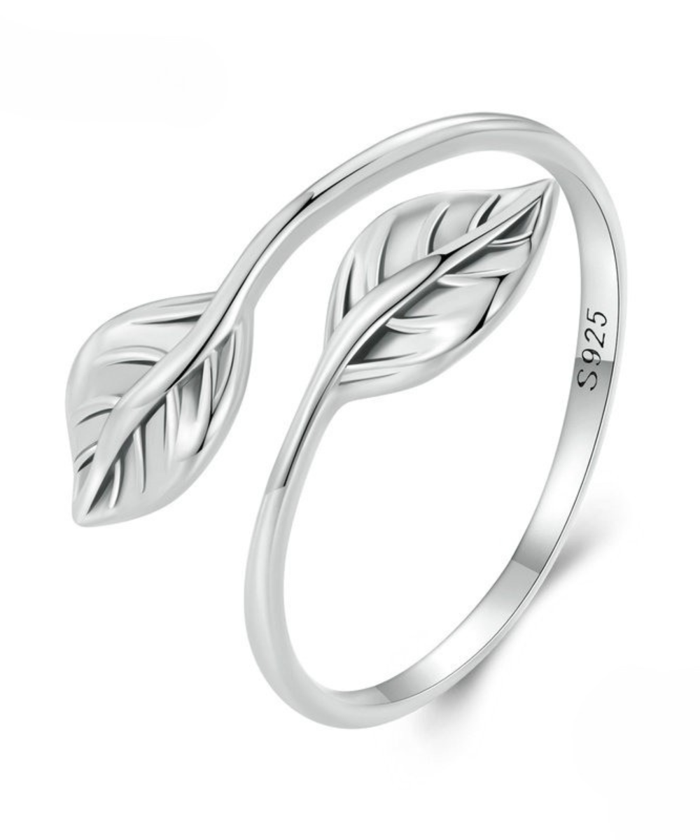Anel Feminino Folhas Prata 925