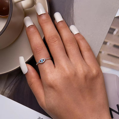 Anel Olho de Turquesa Prata 925