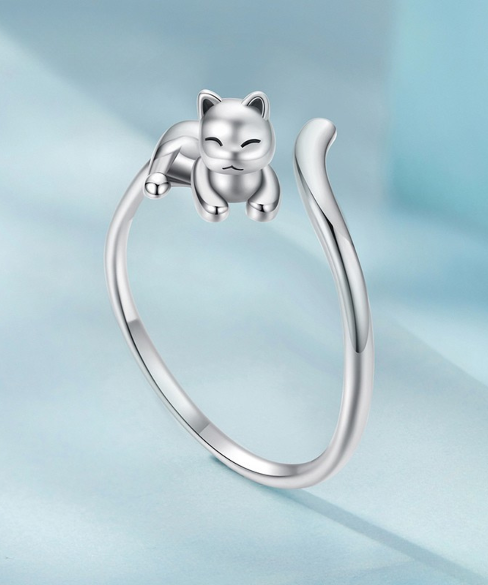 Anel Gatinho Prata 925