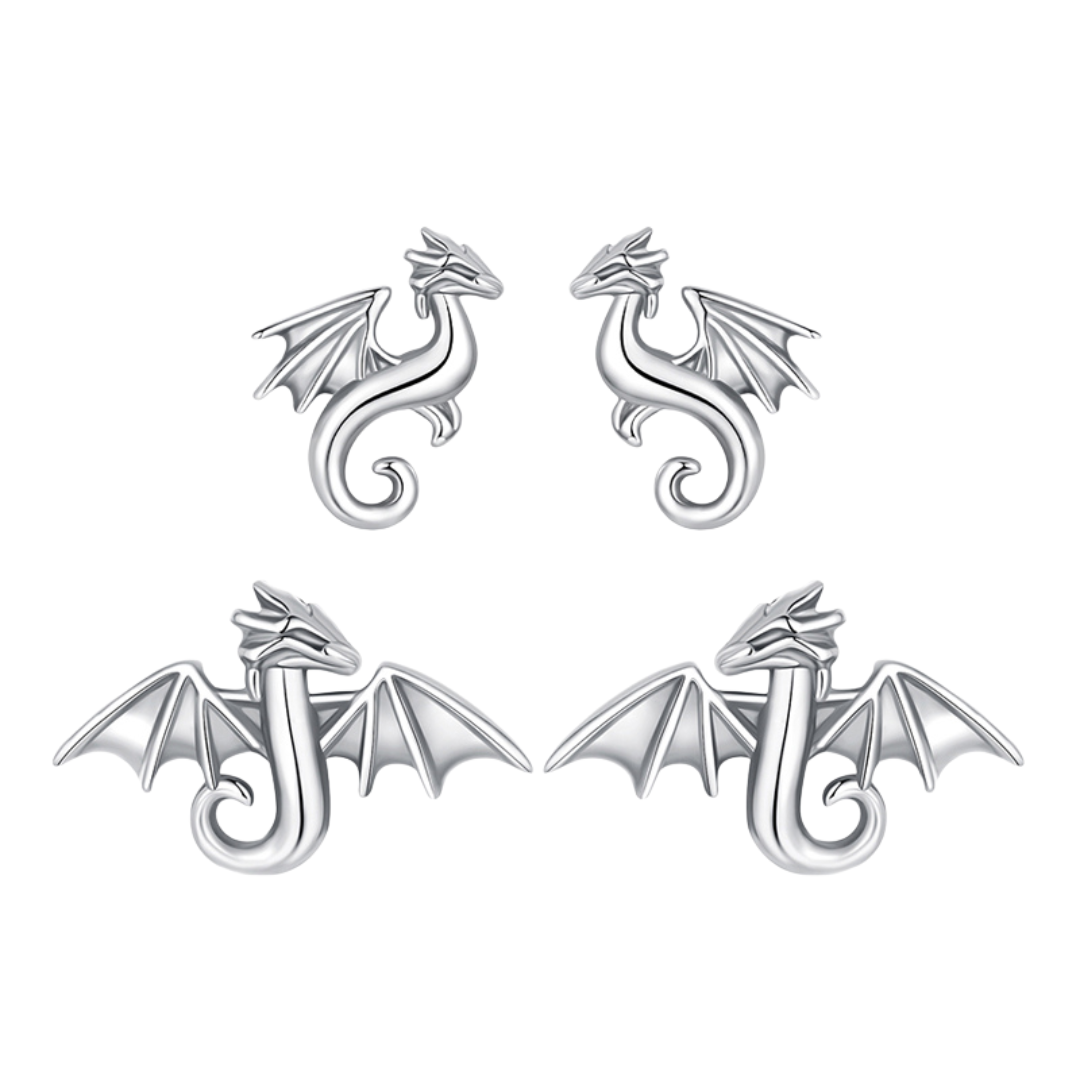 Brinco Mini Dragão Retro Oxidado em prata 925