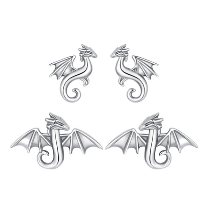 Brinco Mini Dragão Retro Oxidado em prata 925