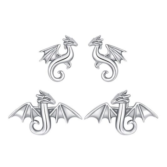 Brinco Mini Dragão Retro Oxidado em prata 925