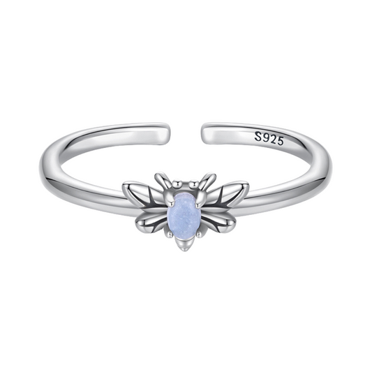 Anel Abelhinha Luminescente em prata 925 ajustável