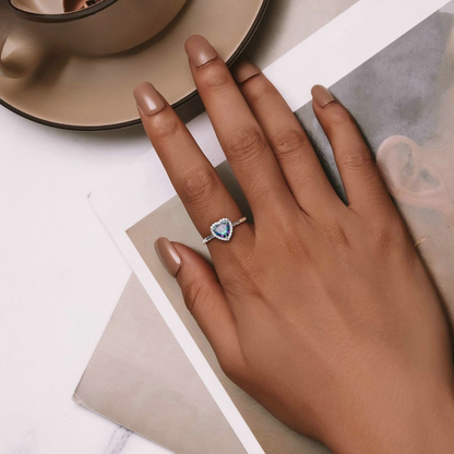 Anel Coração Multicolor Prata 925