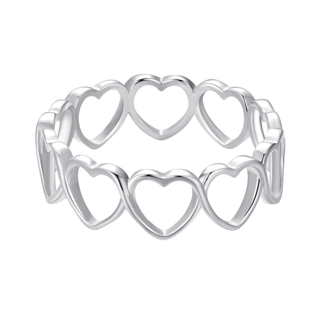 Anel Corações Vazados – Prata 925