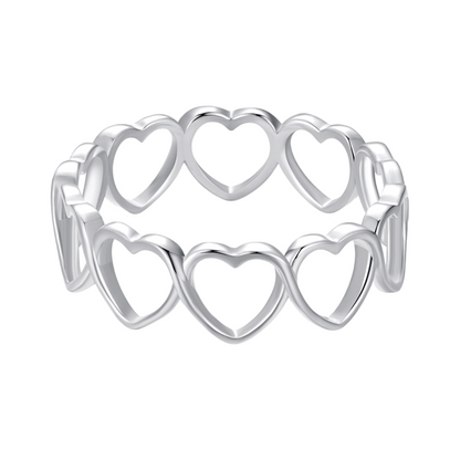 Anel Corações Vazados – Prata 925